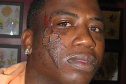 Gucci Mane Ice-Cream Cone Tattoo On Face