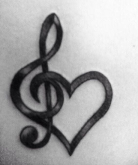 Heartful Note - musical tattoo styles