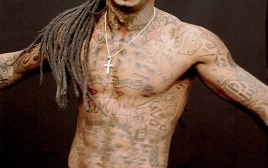 Lil Wayne's Tatted Body - musical tattoo styles