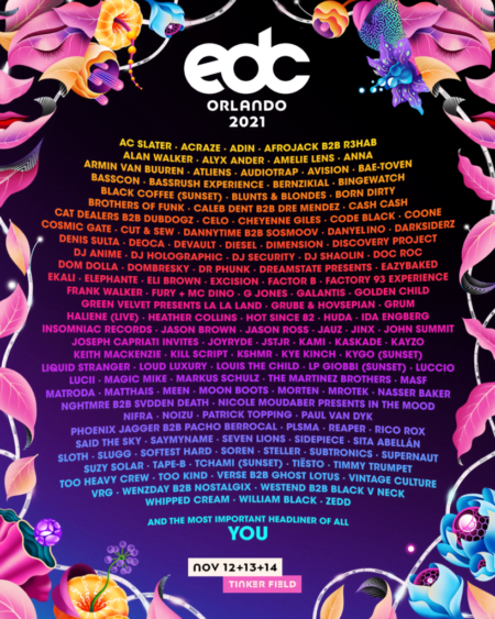 EDC Orlando Reveals Full 2021 Lineup Including Alan Walker, Afrojack & More