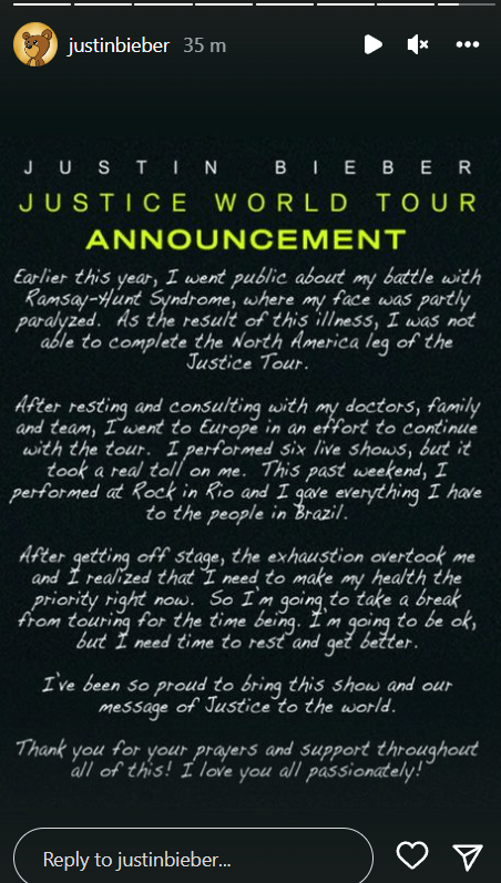 justice tour rescheduled dates